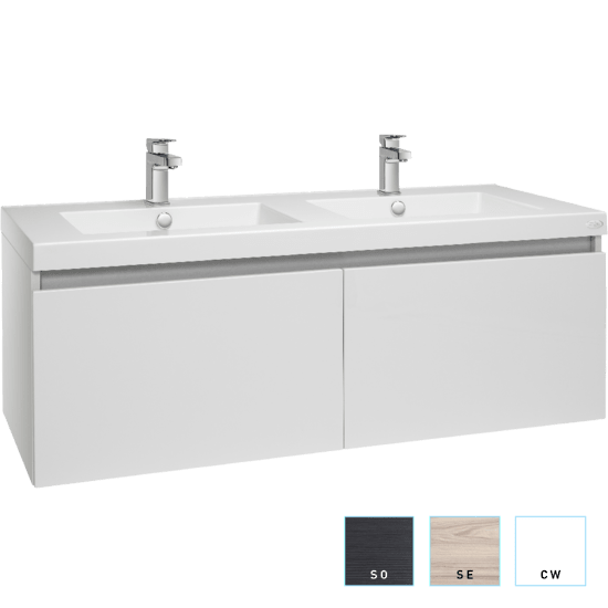Valencia Twin Single Drawer Vanity 1200mm Double Bowl